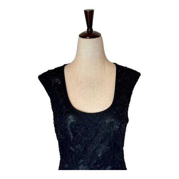 Sue Wong Dress Women 2 Black Lace Beaded‎ Illusion Knee Length Mini Sheath Party - Picture 4 of 14